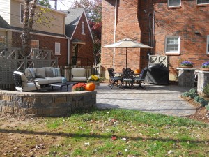 brick patio with wall                               