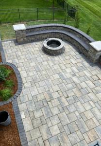 Large patio with fire pit
