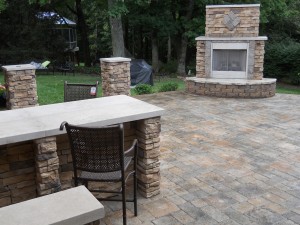 Patio with fireplace                  