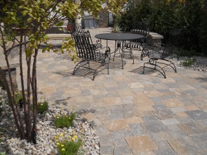 Patio with landscaping                   