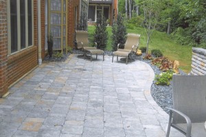 brick patio with landscaping                 