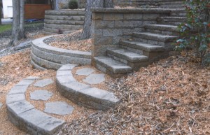 brick retaining wall with steps                  